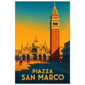Piazza San Marco pop-art poster featuring Venice architecture and Italian city scenery.