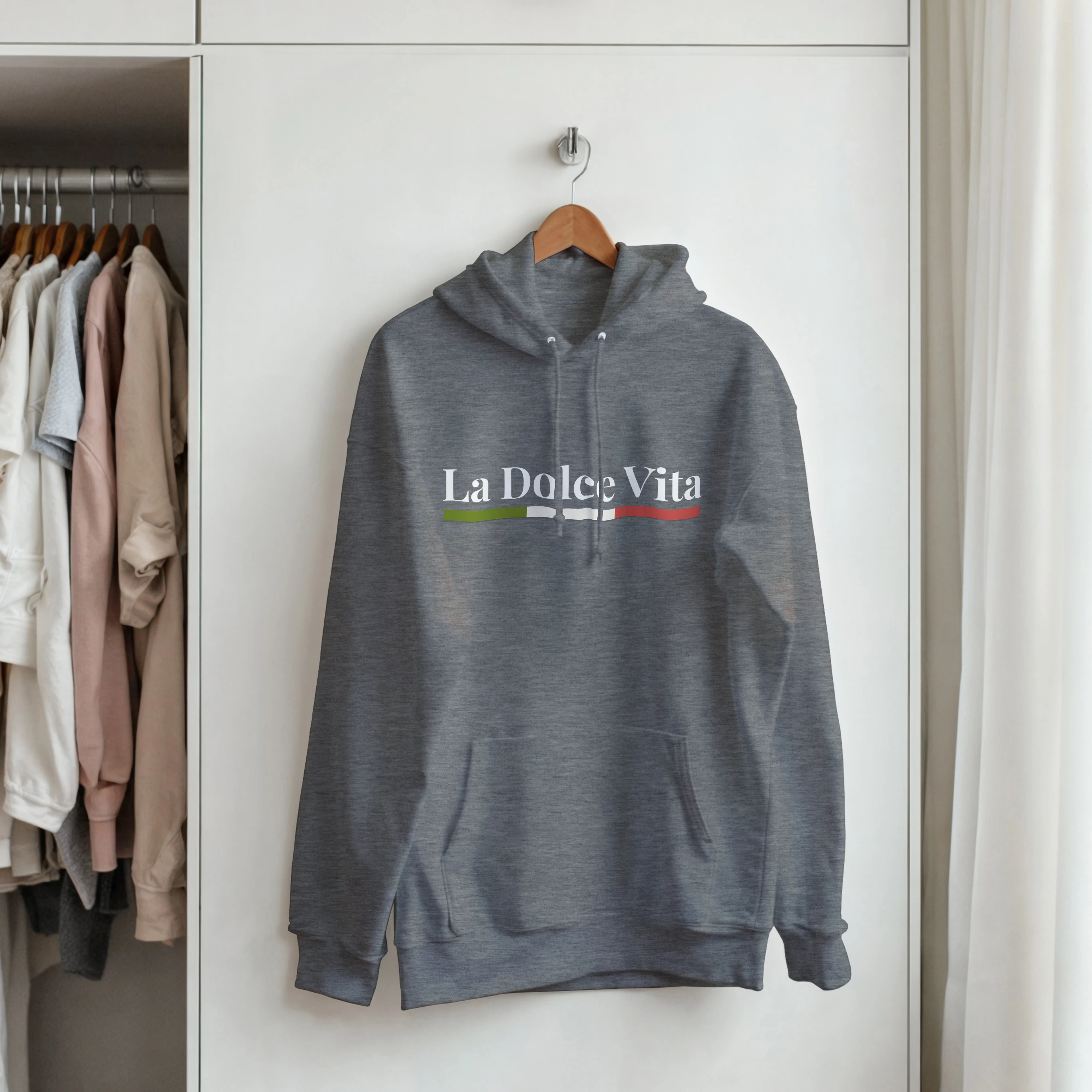 La Dolce Vita Hoodie, Italian Quote Sweatshirt, Minimalist Italy Hoodie, Aesthetic Travel Gift, Unisex Graphic Pullover