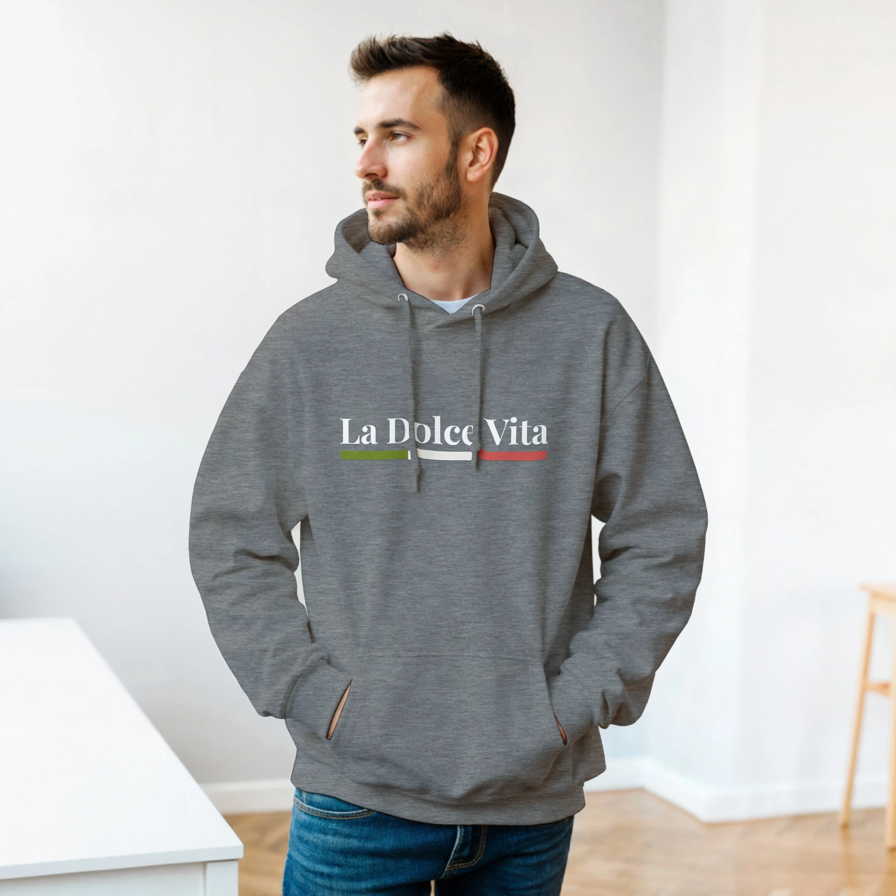 La Dolce Vita Hoodie, Italian Quote Sweatshirt, Minimalist Italy Hoodie, Aesthetic Travel Gift, Unisex Graphic Pullover